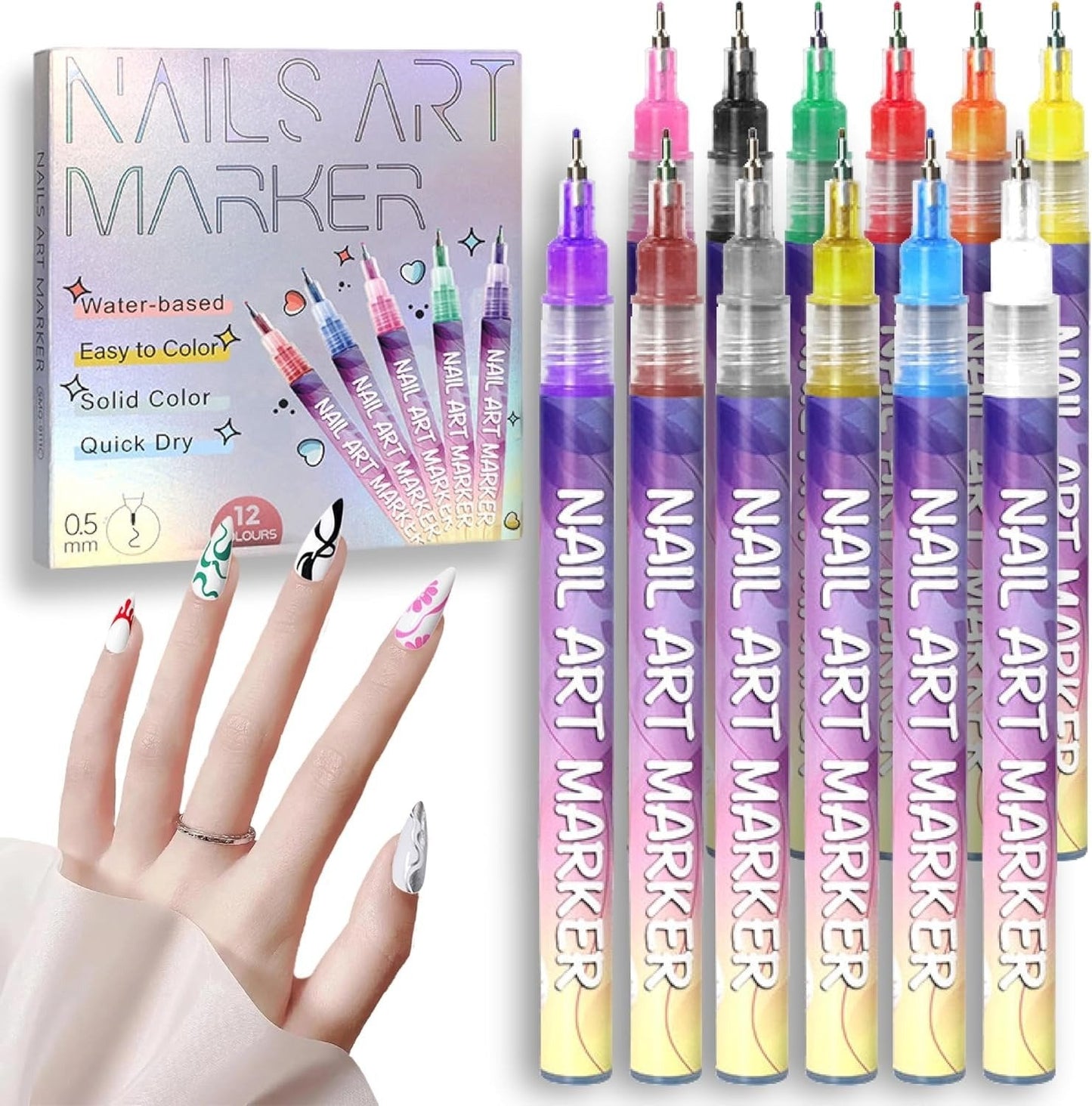 🎁 Hot Sale 50 % RABATT ⏳🎨 12 Farben Nagelkunst-Stifte-Set