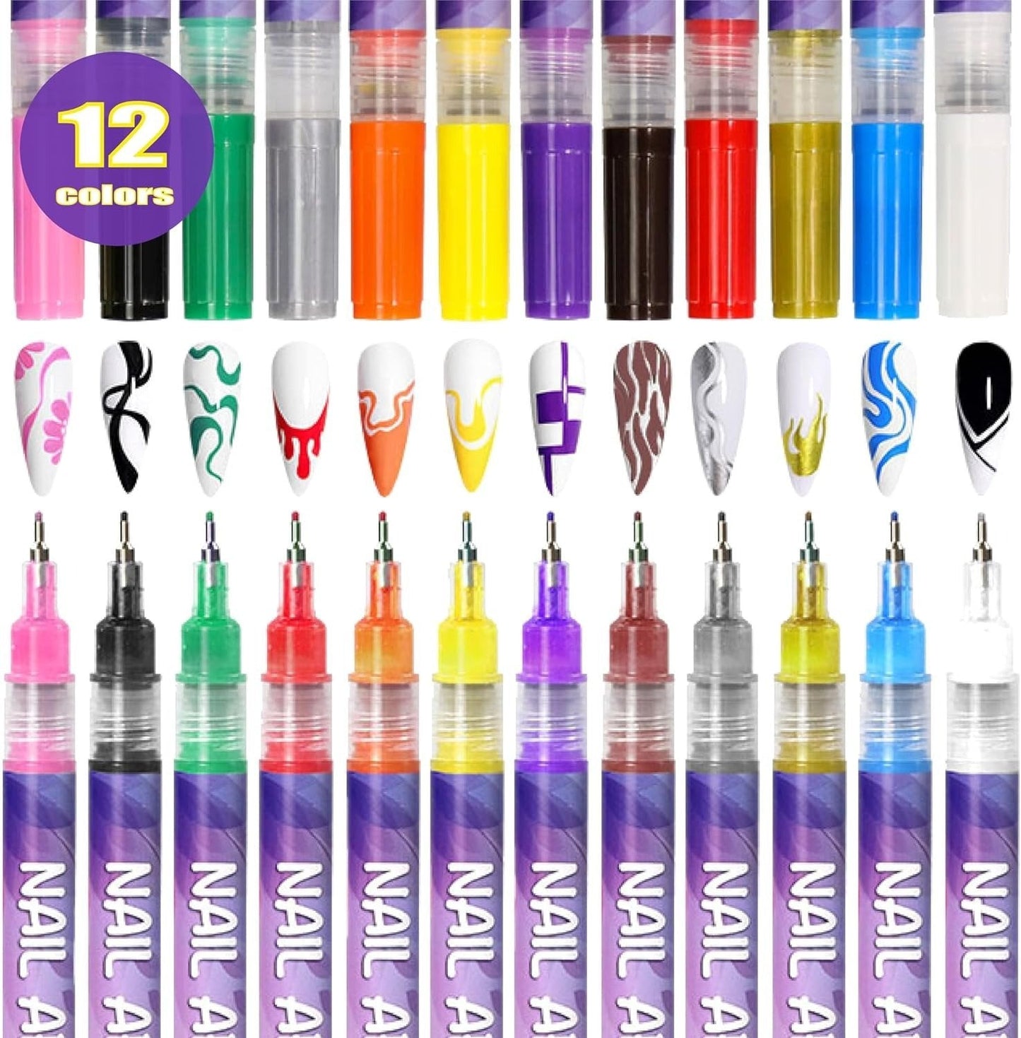 🎁 Hot Sale 50 % RABATT ⏳🎨 12 Farben Nagelkunst-Stifte-Set