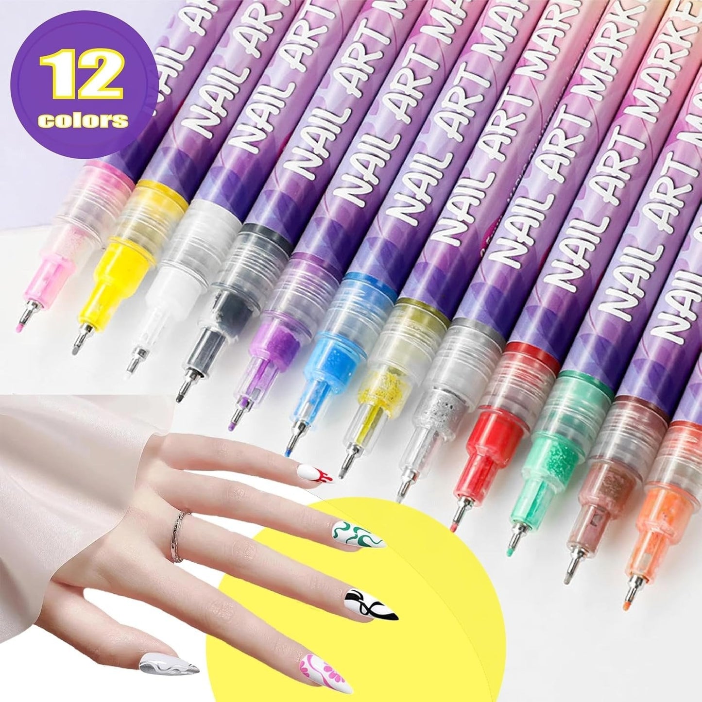 🎁 Hot Sale 50 % RABATT ⏳🎨 12 Farben Nagelkunst-Stifte-Set
