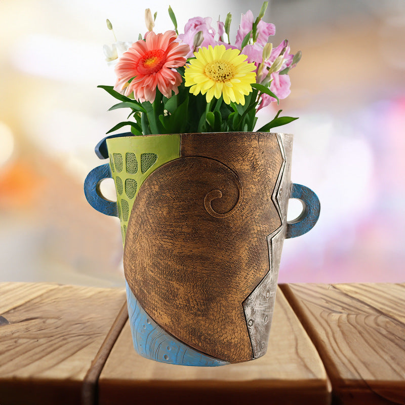Einzigartige abstrakte Schönheit Gesicht Blumentopf