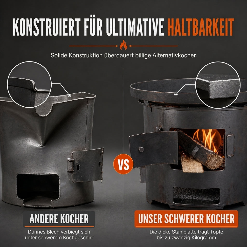 đ„ 50 % RABATT! âș Multifunktionaler tragbarer Holz- & Holzkohleofen â rostbestĂ€ndig, Camping, BBQ & Heizung âš
