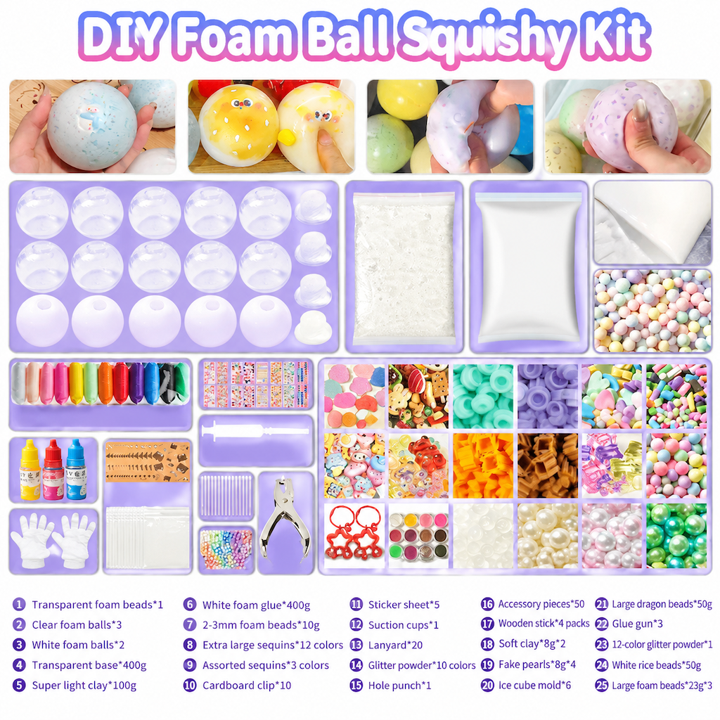 ⏳Zeitlich begrenztes Angebot⏳ DIY-Knetball-Bastelset – Squishy-Bälle selbst gestalten, mit weicher Füllung und langsamer Rückverformung, vier Setvarianten