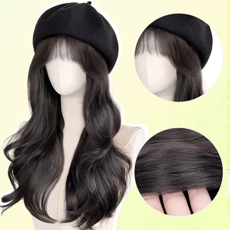 Vielseitiges Barett-Perückenset mit langem lockigem Haar(Großes Angebot⛄BUY 2 Get 10% OFF + Freeshipping)