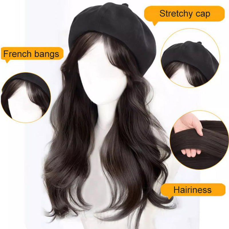 Vielseitiges Barett-Perückenset mit langem lockigem Haar(Großes Angebot⛄BUY 2 Get 10% OFF + Freeshipping)