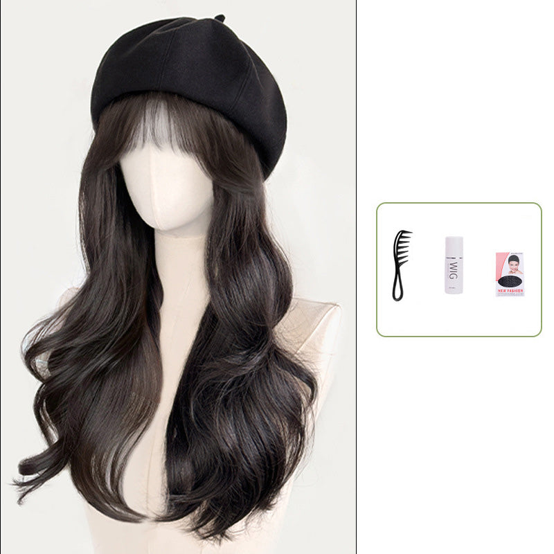 Vielseitiges Barett-Perückenset mit langem lockigem Haar(Großes Angebot⛄BUY 2 Get 10% OFF + Freeshipping)
