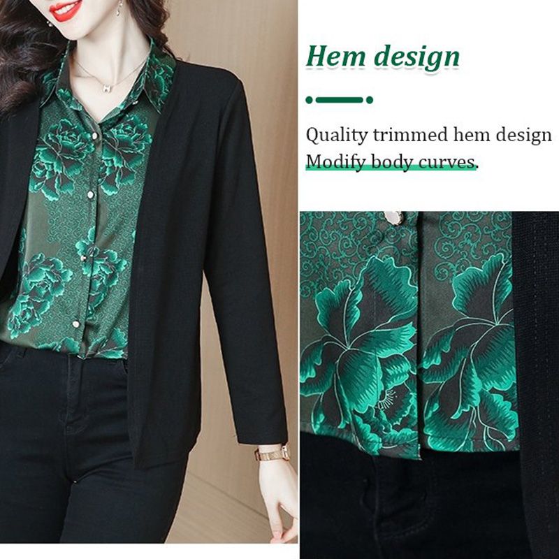 Bedrucktes, gefälschtes, zweiteiliges Hemd für Damen