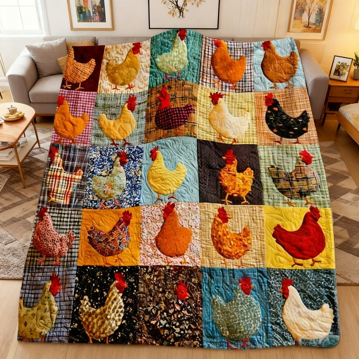 🐱 50% RABATT! 🛋️ Vintage Flanelldecke mit Hühnermuster – Weich, kuschelig & charmant – Ideal für Sofa, Bett & gemütliche Stunden ✨