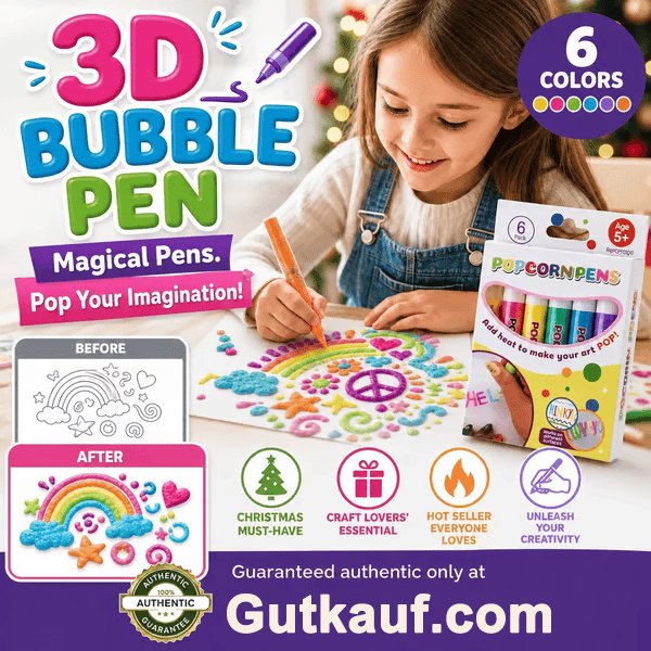 💥 KAUF 2, ERHALTE 1 GRATIS + 50 % RABATT!🥳Magische Popcorn-Stifte mit Blaseneffekt, wärmeaktivierte Popcorn-Stifte, DIY-3D-Kunstmarker für Kinderbastelprojekte