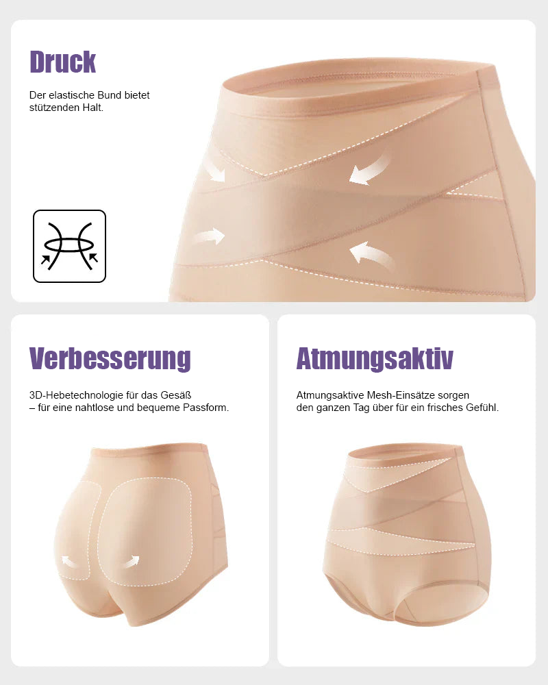 Übergrößen hochgeschnittene Bauchkontroll-Slips mit Kreuz-Design