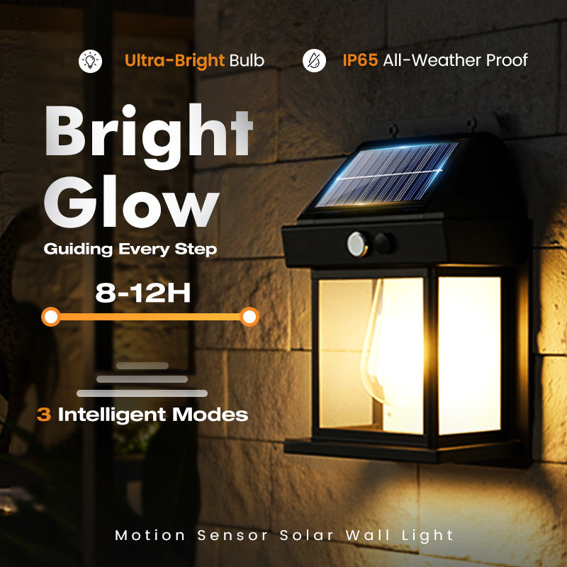 🎁 50 % RABATT! 💡 SOLAR-WANDLEUCHTE – Bewegungssensor & wetterfest 🌟🛒