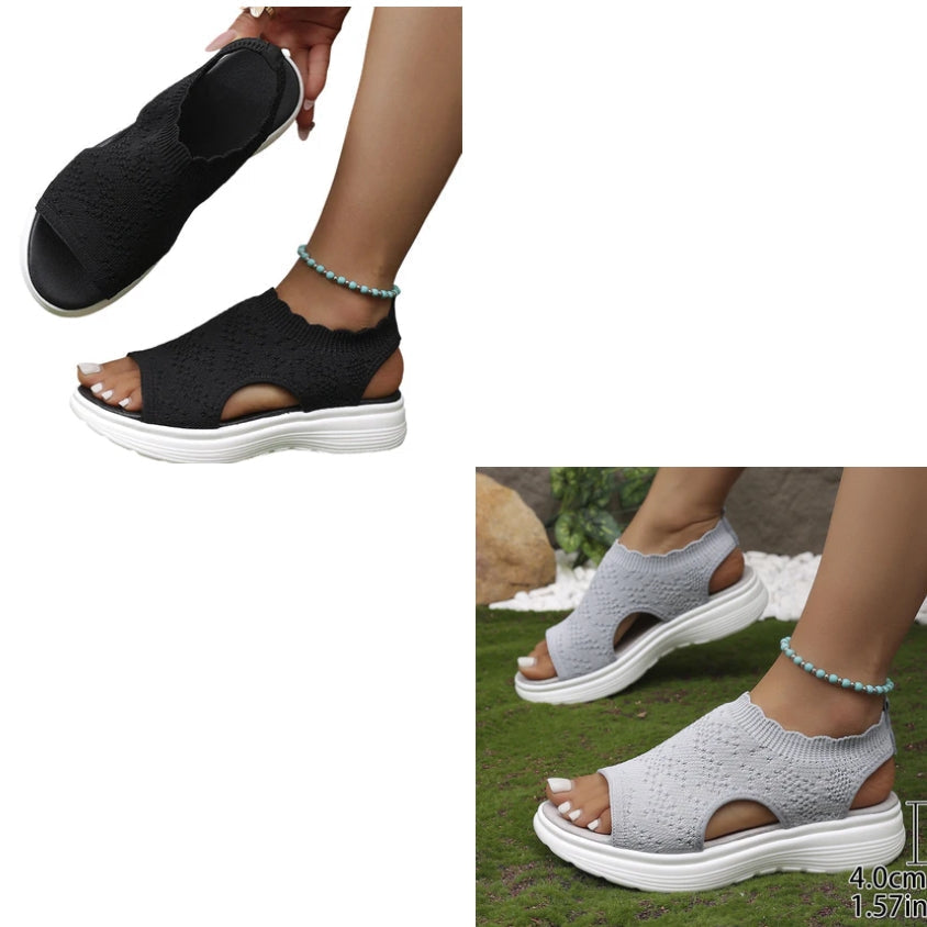 🏖️ Sommer-Sale 50% Rabatt 🏝️👡Damen Strick-Plateausandalen ✨Atmungsaktive bequeme Sommersandalen mit weicher Sohle für Stadt & Spaziergänge