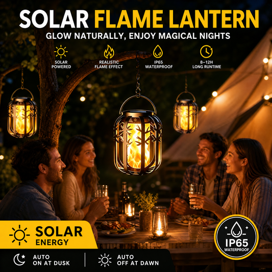 📢📢50% RABATT!!⏰Solar-Flackerflammen-Laterne – wasserdicht, automatisch & kabellos – realistisches warmes Licht für Terrasse & Garten 🌙