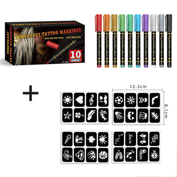 🎨Jetzt 50 % Rabatt! Temporäre Tattoo-Stifte für die Haut – Langanhaltende, wasserfeste Körperkunst-Tattoo-Stifte, DIY-Set für temporäre Tattoos für Partys, Festivals, Halloween & Cosplay