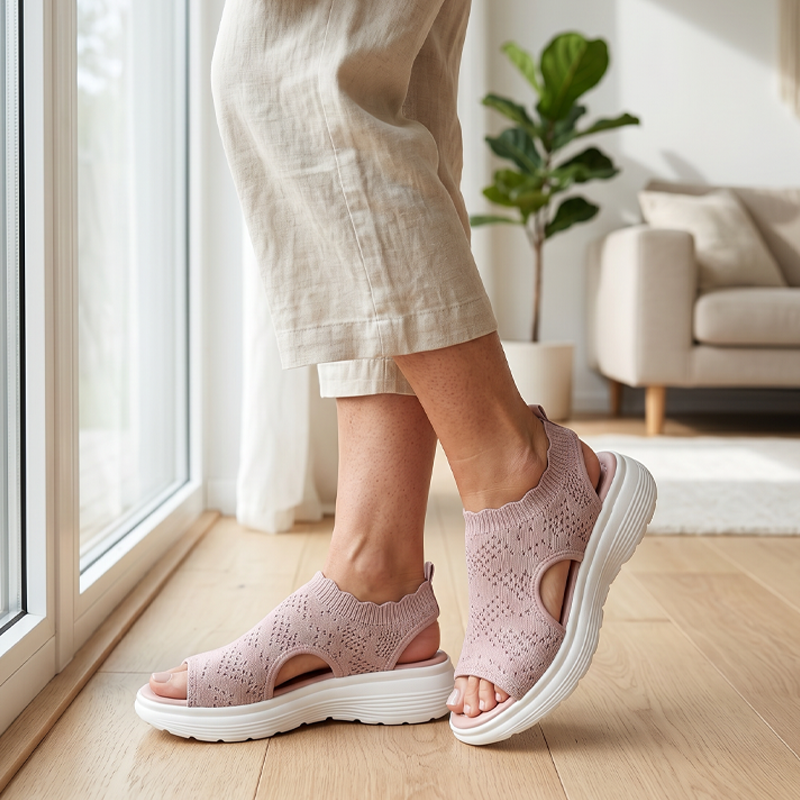 🏖️ Sommer-Sale 50% Rabatt 🏝️👡Damen Strick-Plateausandalen ✨Atmungsaktive bequeme Sommersandalen mit weicher Sohle für Stadt & Spaziergänge