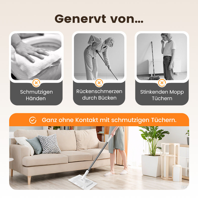 【🎁Limitiertes Angebot – 50% Rabatt!】🧹✨ Einweg-Staubmopp mit 4 wiederverwendbaren Bezügen – Praktisch und effektiv 💥🌟