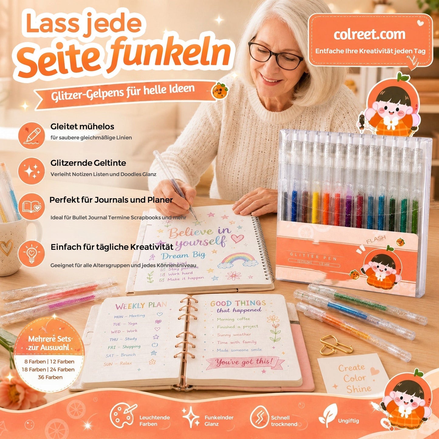 🎁LETZTER TAG DER AKTION 50% RABATT🔥Glitzer-Gelstifte-Set
