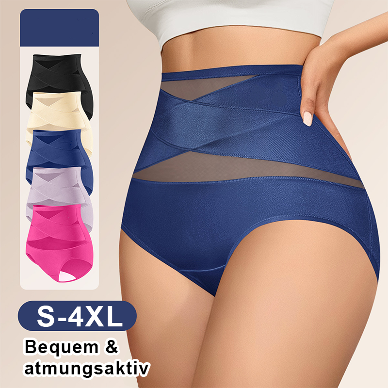 Übergrößen hochgeschnittene Bauchkontroll-Slips mit Kreuz-Design