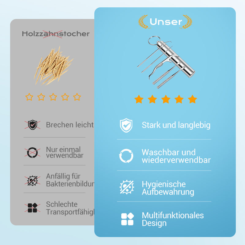 💥Halber Preis⚡Edelstahl-Zahnstocher-Set | Hygienisch & Langlebig 🦷✅