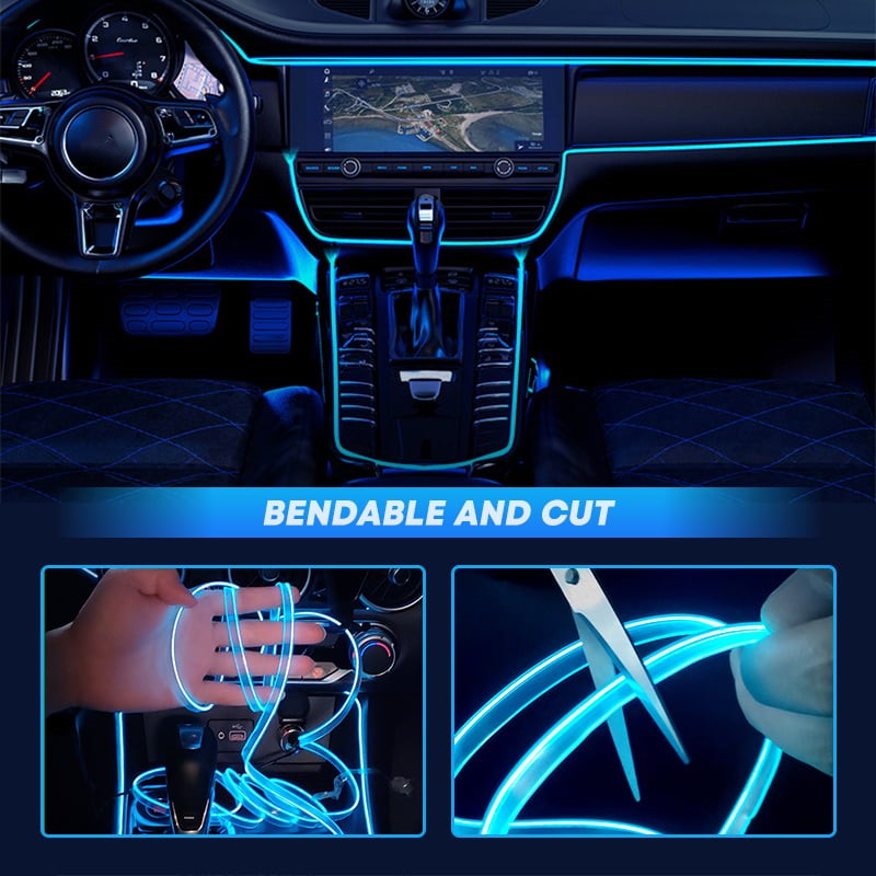 ⏳Zeitlich begrenztes Angebot⏳ Flexible USB-Ambientebeleuchtung fürs Auto – 5 V, zuschneidbarer Lichtleiter in 1, 2 oder 3 m und neun Farben