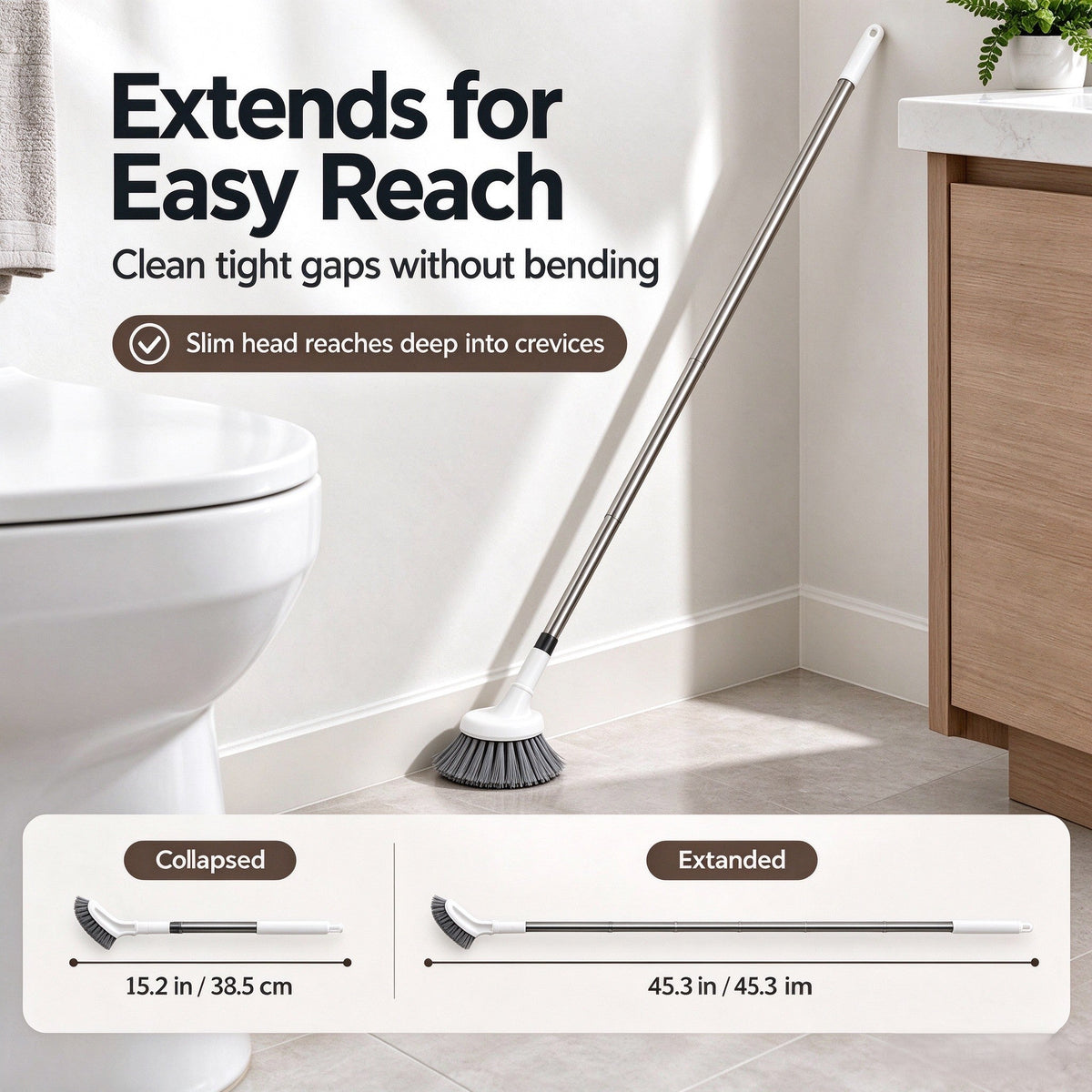 📢 ⏰ Teleskop-Reinigungsbürste | Scheuerbürste für schwer zugängliche Ecken🚽