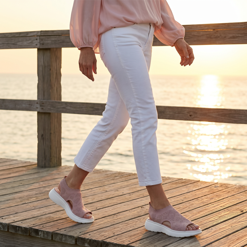 🏖️ Sommer-Sale 50% Rabatt 🏝️👡Damen Strick-Plateausandalen ✨Atmungsaktive bequeme Sommersandalen mit weicher Sohle für Stadt & Spaziergänge