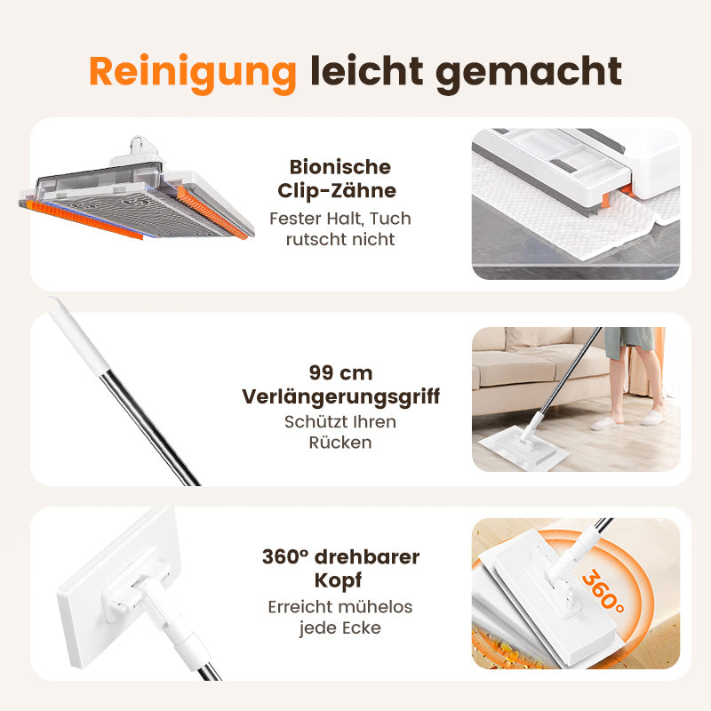 【🎁Limitiertes Angebot – 50% Rabatt!】🧹✨ Einweg-Staubmopp mit 4 wiederverwendbaren Bezügen – Praktisch und effektiv 💥🌟