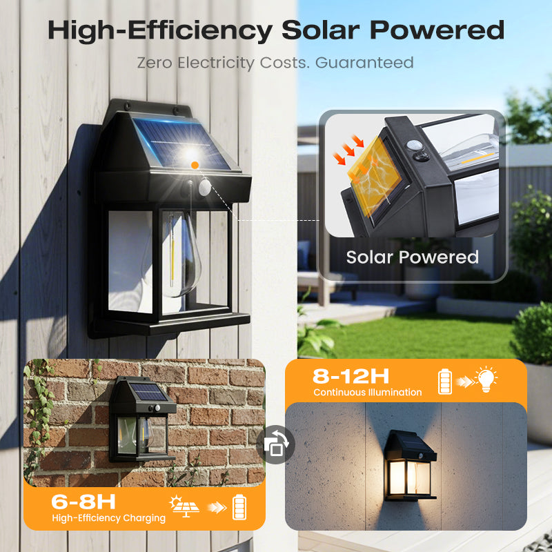 🎁 50 % RABATT! 💡 SOLAR-WANDLEUCHTE – Bewegungssensor & wetterfest 🌟🛒