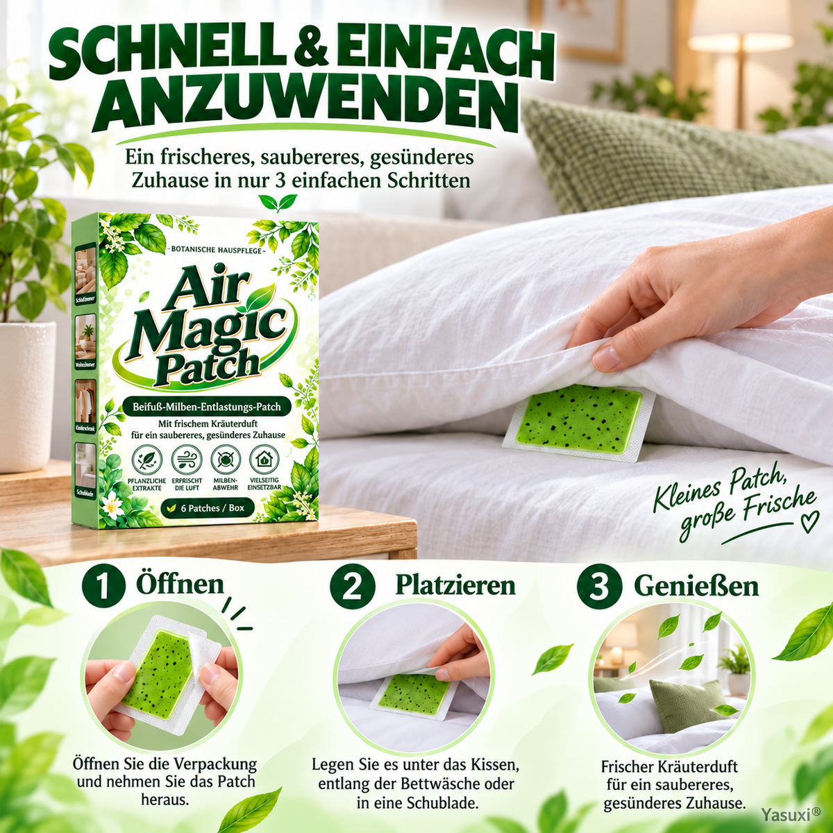 Langwirksames Pflaster gegen Befall durch Beifußmilben – 1 Packung (6 Pflaster)