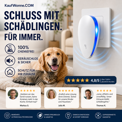 🔥🎁 50% Rabatt🥳🏠 Verbesserter Ultraschall‑Schädlingsabwehrer, vertreibt Flöhe, Insekten und Nagetiere, steckdosenbetrieben