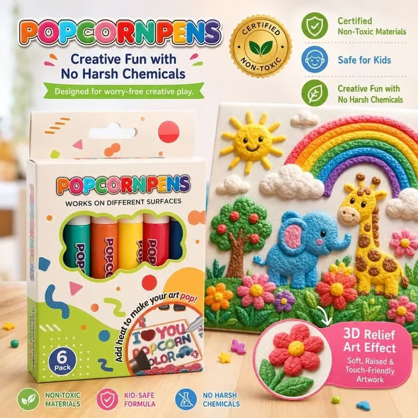💥 KAUF 2, ERHALTE 1 GRATIS + 50 % RABATT!🥳Magische Popcorn-Stifte mit Blaseneffekt, wärmeaktivierte Popcorn-Stifte, DIY-3D-Kunstmarker für Kinderbastelprojekte