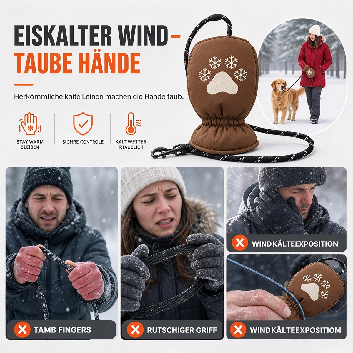 ❄️🐕 Kalte Hände beim Gassi gehen? – Jetzt 50% sparen! Winter-Hundeleine mit integriertem Handschuh – keine extra Handschuhe nötig, sicherer Halt & warme Hände bei Kälte ✨