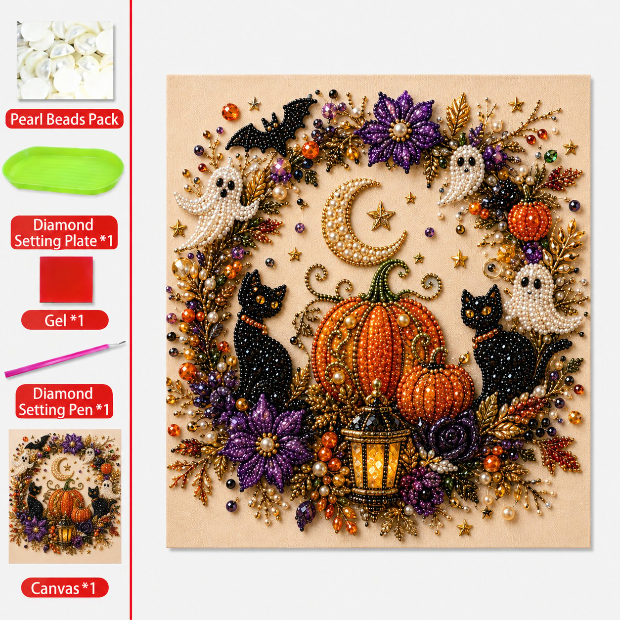 💥 Letzter Tag 56% RABATT👻✨50.000 VERKAUFT!🎃 Halloween Perlkunst DIY-Kit – Keine Malfähigkeiten erforderlich, einfach Perlen zuordnen und platzieren. Erstelle gruselig-süße Dekoration für ein gemütliches Herbst-Zuhause! 🧵🖼️