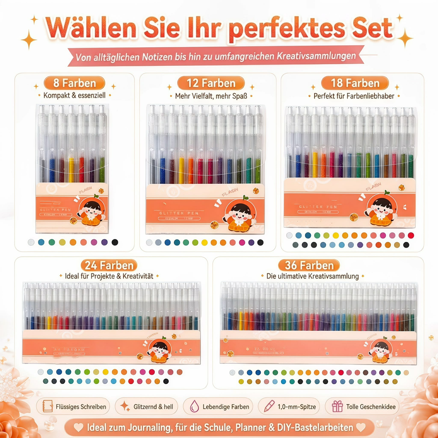 🎁LETZTER TAG DER AKTION 50% RABATT🔥Glitzer-Gelstifte-Set