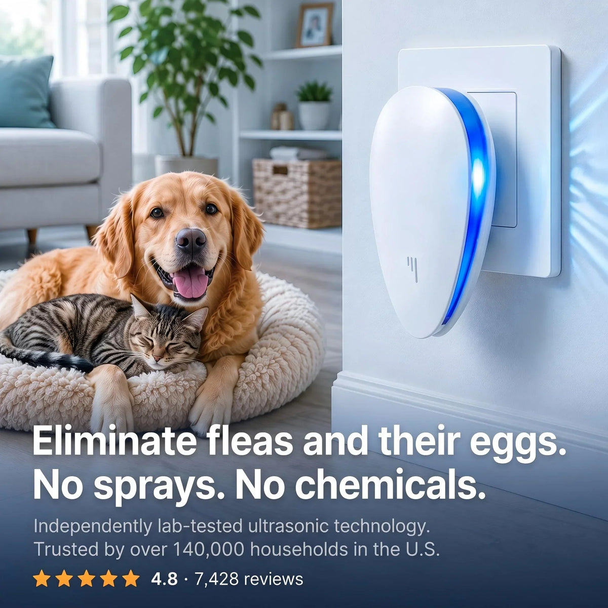 🔥🎁 50% Rabatt🥳🏠 Verbesserter Ultraschall‑Schädlingsabwehrer, vertreibt Flöhe, Insekten und Nagetiere, steckdosenbetrieben