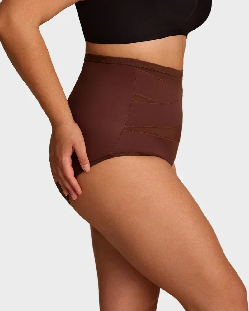 Übergrößen hochgeschnittene Bauchkontroll-Slips mit Kreuz-Design