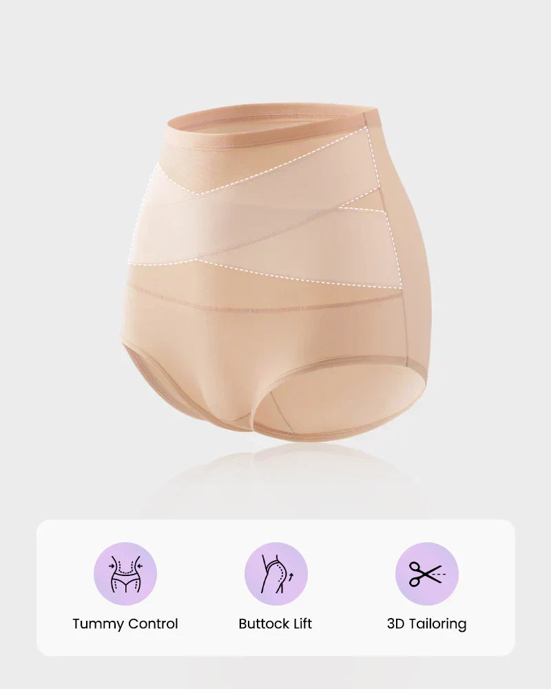 Übergrößen hochgeschnittene Bauchkontroll-Slips mit Kreuz-Design