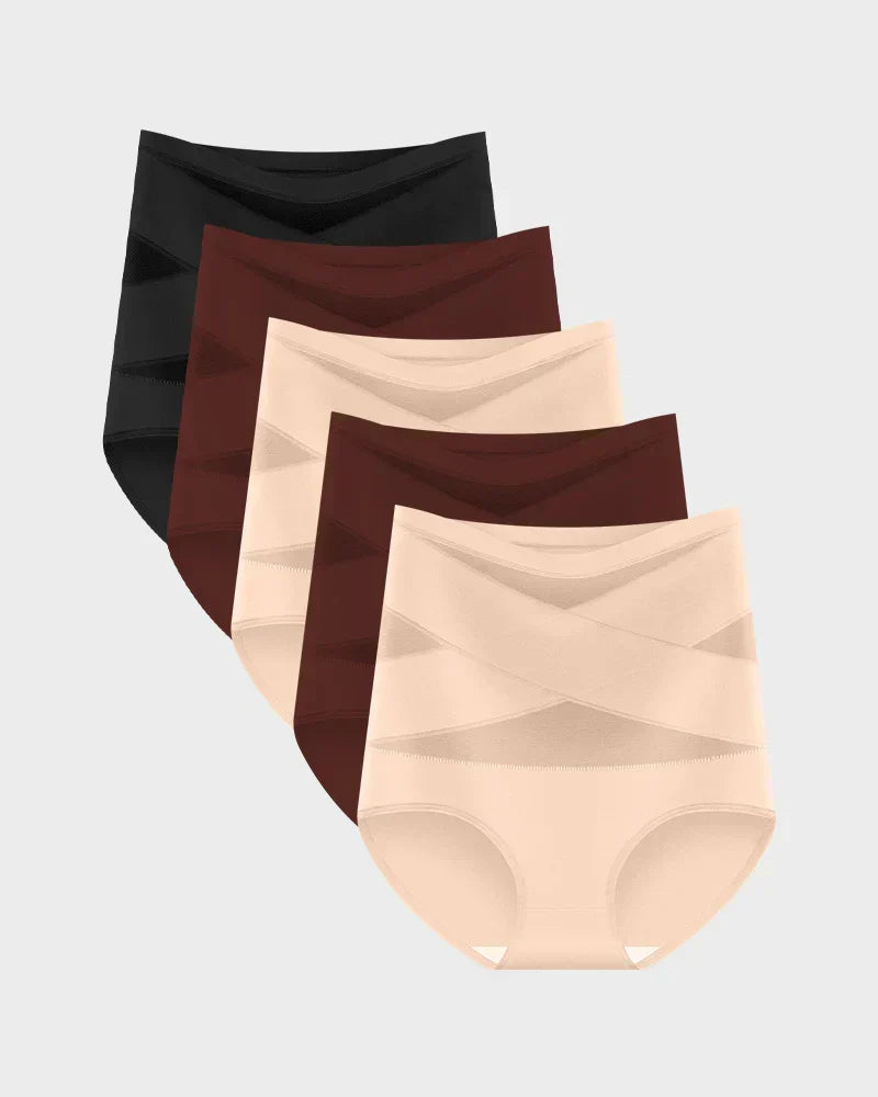 Übergrößen hochgeschnittene Bauchkontroll-Slips mit Kreuz-Design