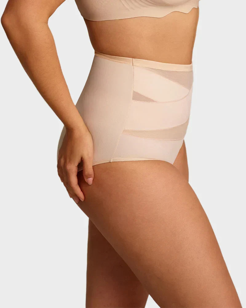 Übergrößen hochgeschnittene Bauchkontroll-Slips mit Kreuz-Design