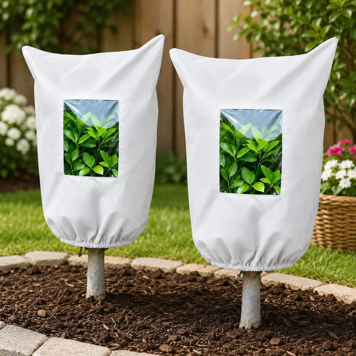 ⏳Zeitlich begrenztes Spezialangebot⏰ WINTERGARTEN-BASICS | Pflanzenschutzabdeckung gegen Frost – Atmungsaktive, wiederverwendbare Abdeckung für Sträucher, Töpfe & junge Bäume