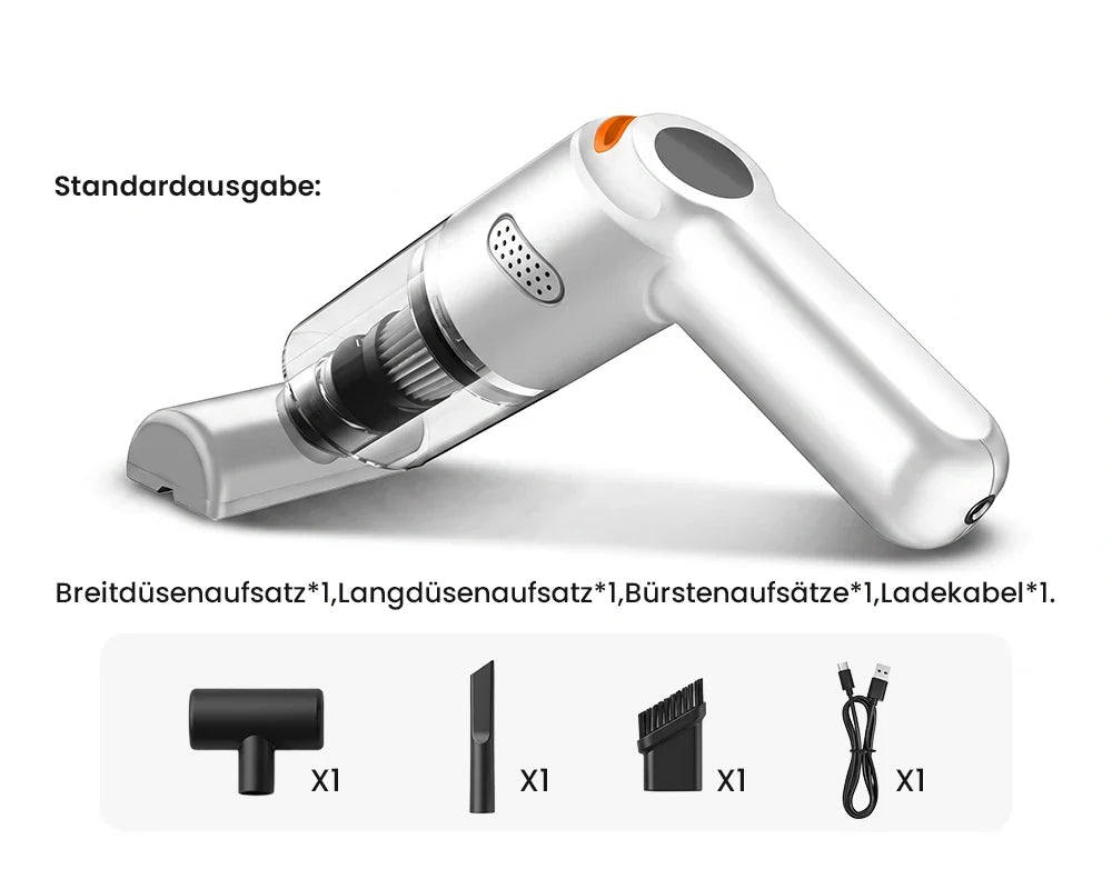 ⏳Zeitlich begrenztes Sonderangebot⏰ Kabelloser Handstaubsauger – 10000 Pa, 120 W, 400 g. 4000-mAh-Akku, 30 Min. Laufzeit. Waschbarer HEPA-Filter. Inkl. Bürste & Breitmauldüse. Weiß/Schwarz/Dunkelgrün ⚡