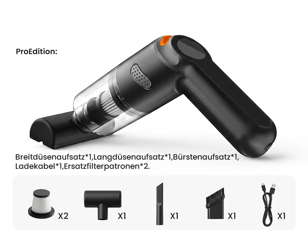 ⏳Zeitlich begrenztes Sonderangebot⏰ Kabelloser Handstaubsauger – 10000 Pa, 120 W, 400 g. 4000-mAh-Akku, 30 Min. Laufzeit. Waschbarer HEPA-Filter. Inkl. Bürste & Breitmauldüse. Weiß/Schwarz/Dunkelgrün ⚡
