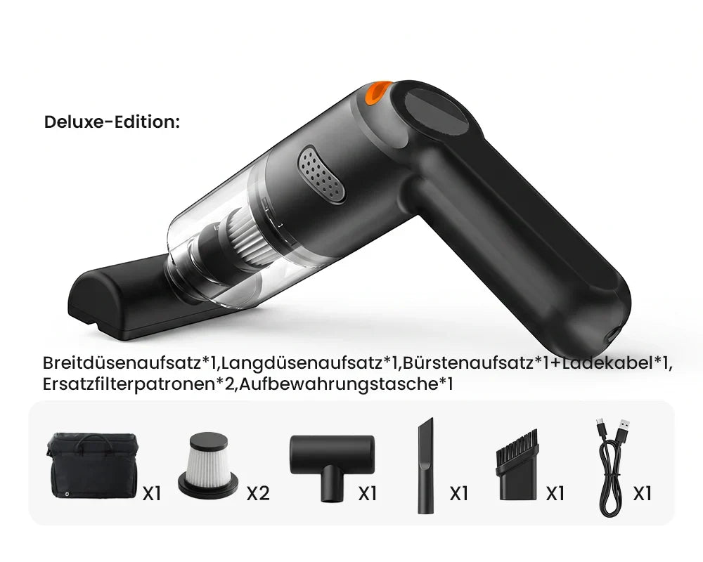 ⏳Zeitlich begrenztes Sonderangebot⏰ Kabelloser Handstaubsauger – 10000 Pa, 120 W, 400 g. 4000-mAh-Akku, 30 Min. Laufzeit. Waschbarer HEPA-Filter. Inkl. Bürste & Breitmauldüse. Weiß/Schwarz/Dunkelgrün ⚡