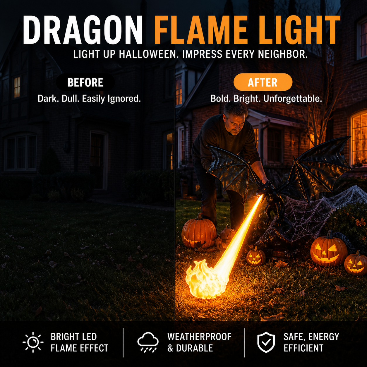 🐉 PROMO-BLITZ: 50% RABATT! 🔥 Drachenflammen-Dekoration – Seiden-PLA – Realistischer Flammeneffekt für Bücherregal & Halloween-Deko 🎃
