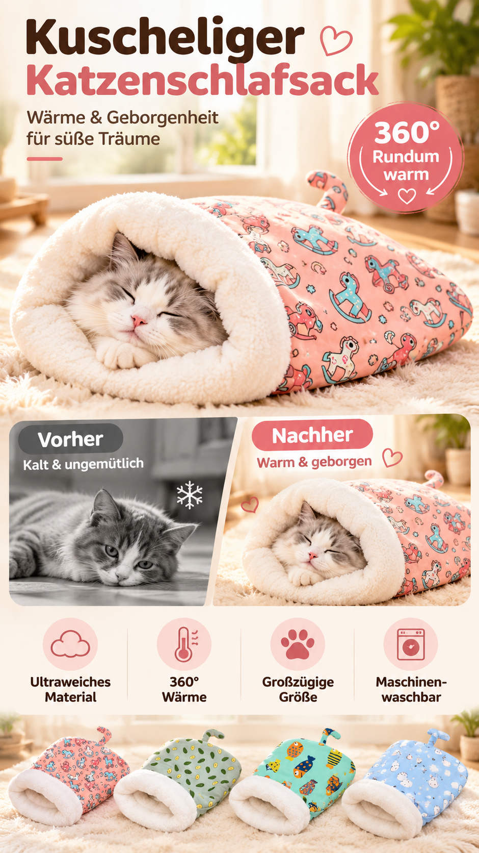 🐱 Gemütlicher Katzen-Winterschlafsack-Gcom