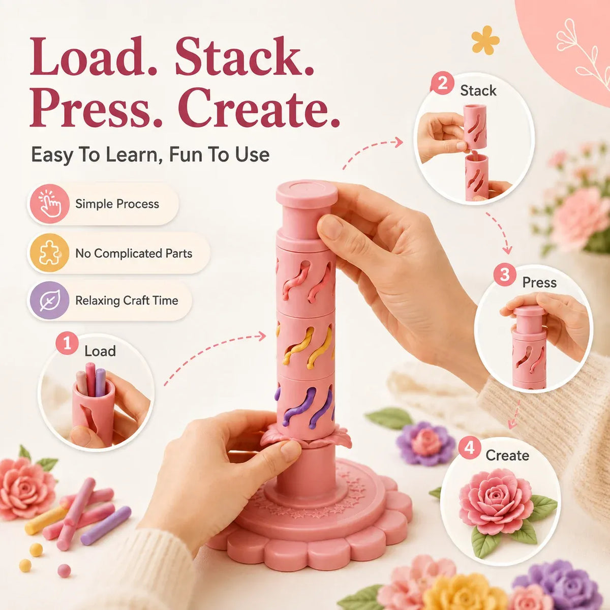🌸 LIMITIERTES ANGEBOT 50% RABATT! ✨ DIY Tonblumen-Formwerkzeug – Modular, Press-Design, Kreatives Handwerk 🎨