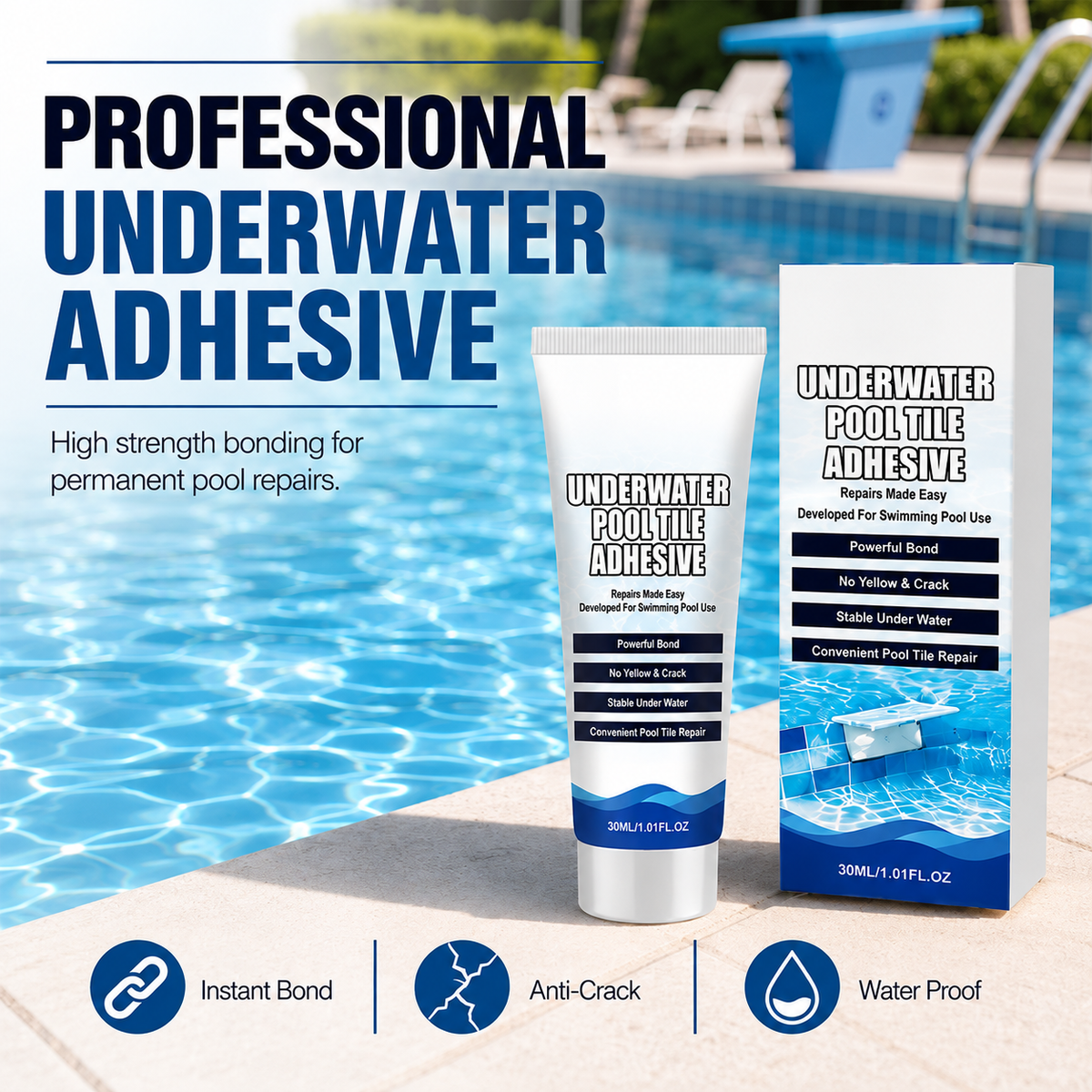 🔥50 % RABATT!🥳Hochfester Kleber für Unterwasser-Poolfliesen