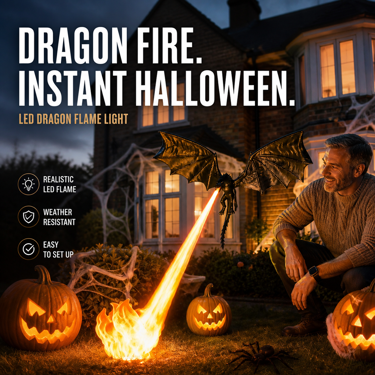 🐉 PROMO-BLITZ: 50% RABATT! 🔥 Drachenflammen-Dekoration – Seiden-PLA – Realistischer Flammeneffekt für Bücherregal & Halloween-Deko 🎃
