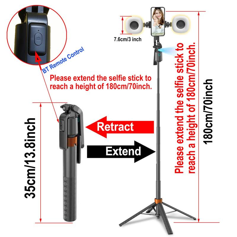 🤳 Nie wieder unscharfe Selfies! – 180 cm Smart-Selfie-Stick mit Gesichtsverfolgung – erfasst dich automatisch & liefert perfekte Aufnahmen – ideal für Vlogs, Reisen & Social Media ✨