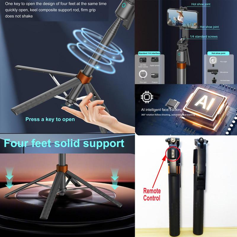 🤳 Nie wieder unscharfe Selfies! – 180 cm Smart-Selfie-Stick mit Gesichtsverfolgung – erfasst dich automatisch & liefert perfekte Aufnahmen – ideal für Vlogs, Reisen & Social Media ✨