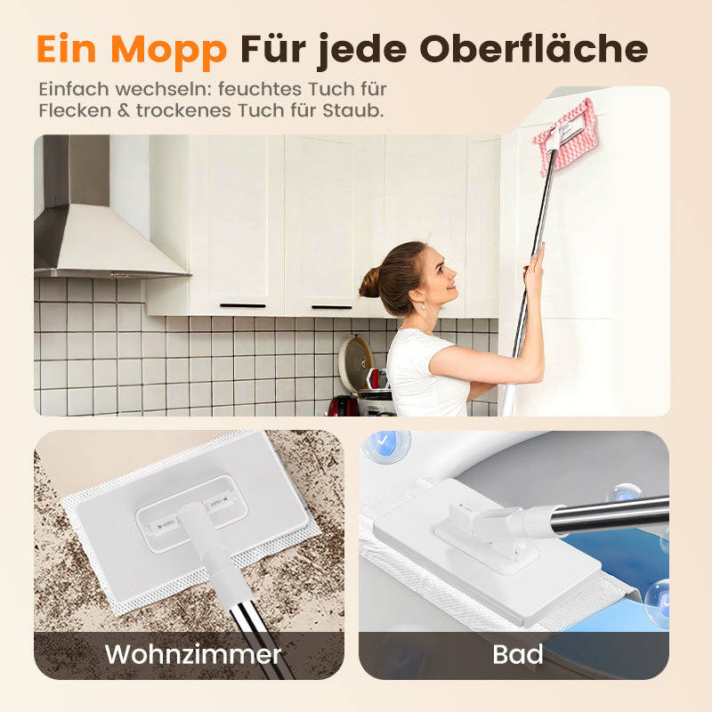 【🎁Limitiertes Angebot – 50% Rabatt!】🧹✨ Einweg-Staubmopp mit 4 wiederverwendbaren Bezügen – Praktisch und effektiv 💥🌟